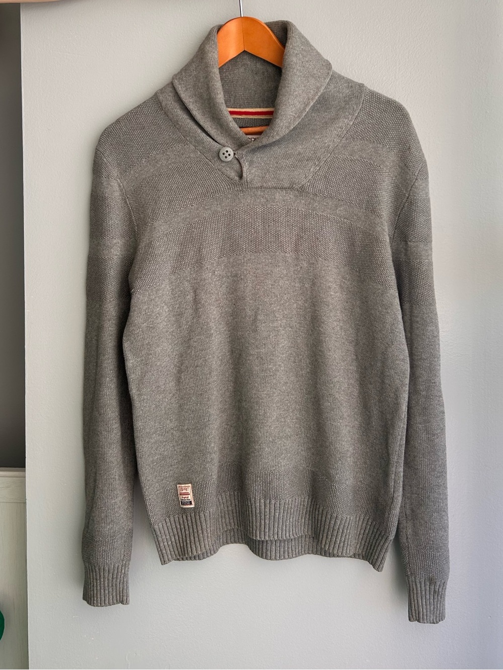 Esprit Men's Gray Turtleneck Button-Detail Sweater